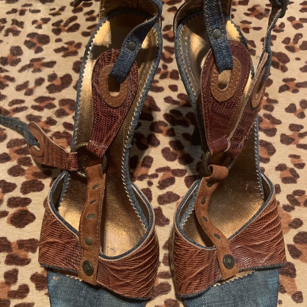 Cavelli VERO CUOIO Suede, Lizzard, and Denim Shoes